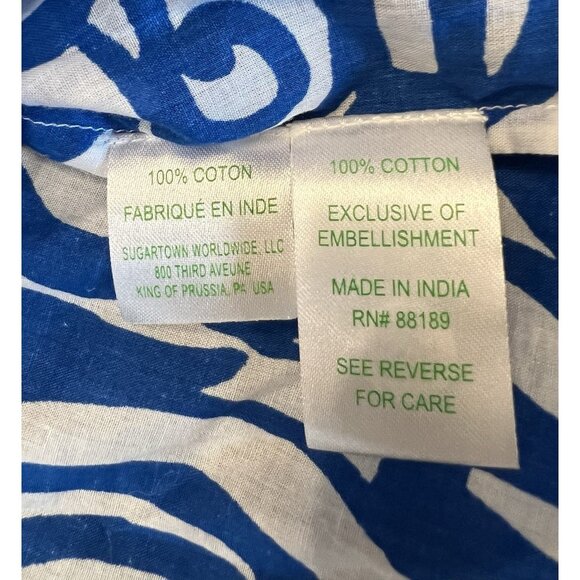 Lilly Pulitzer Sarasota Beaded Tunic Size Medium Cotton Blue V Neck Paisley - Picture 4 of 11